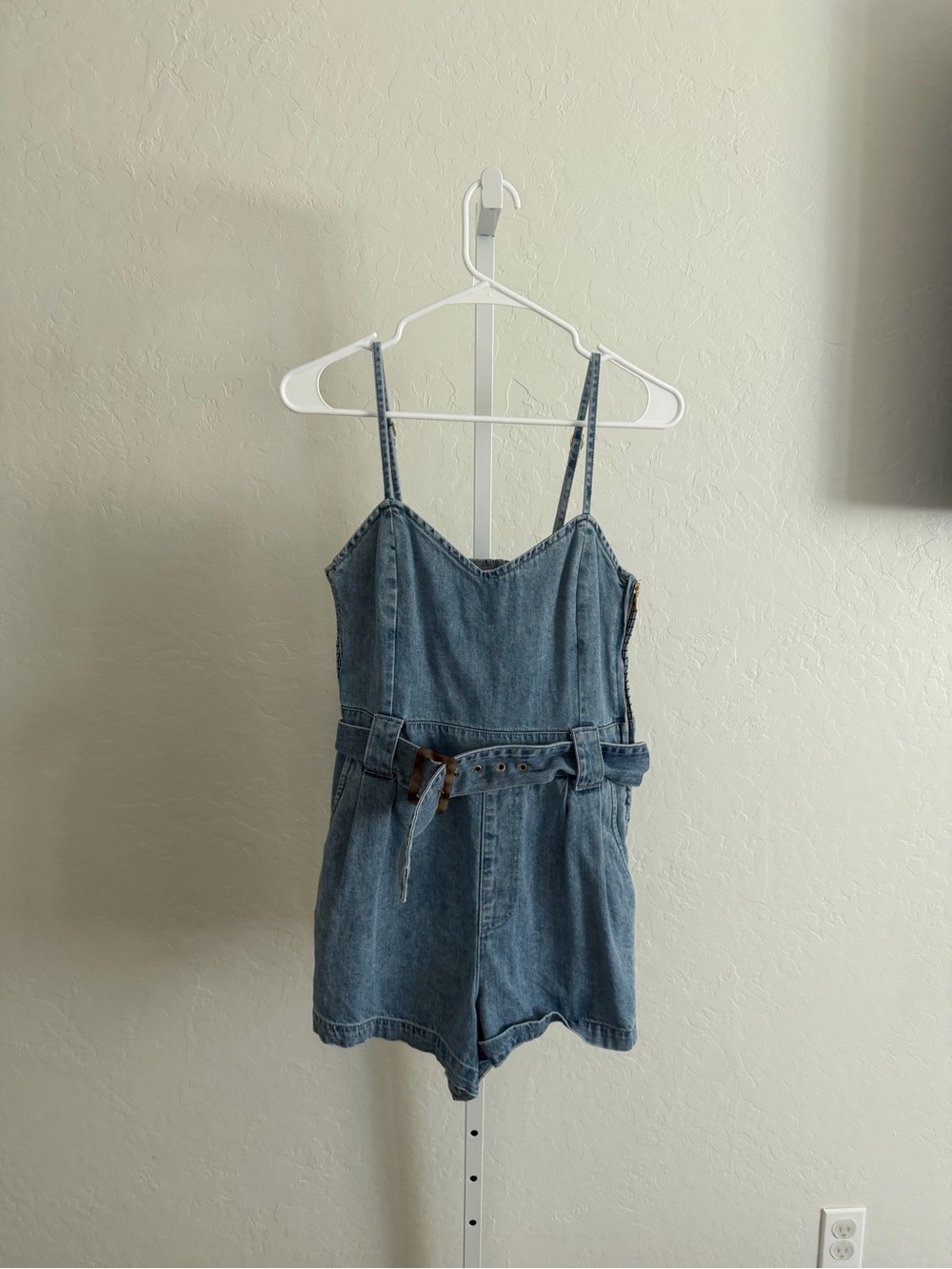 Denim Blue Girls' One-Piece Romper